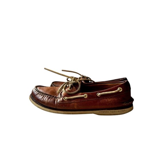 Sperry Authentic Original 2-Eye Boat Shoes Brown Leather Classic Nautical Loafer - Picture 6 of 10